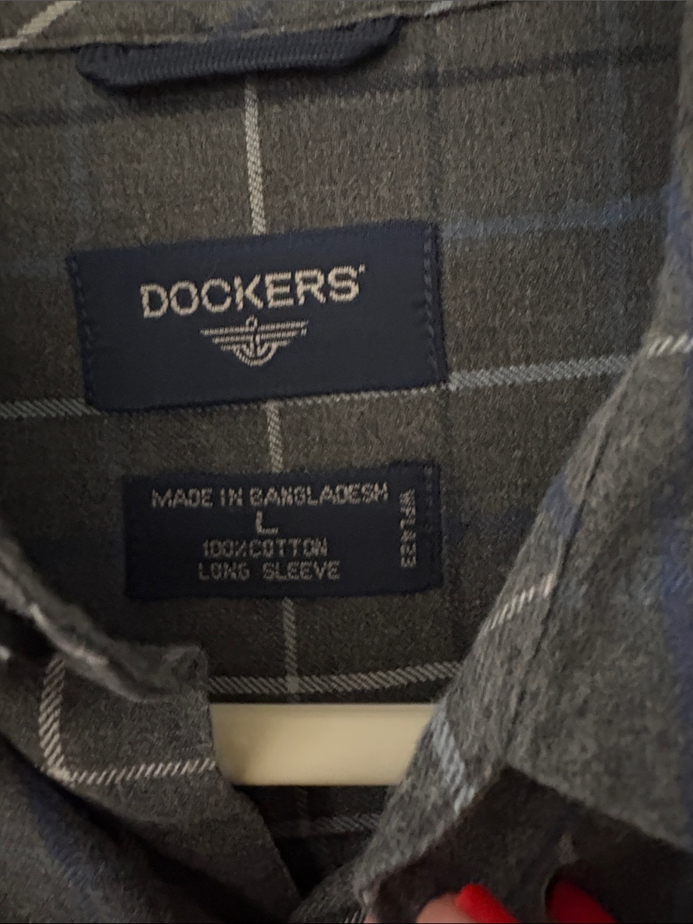 Dockers Men's Gray Plaid Button-Down Shirt with Subtle Blue Windowpane - Picture 2 of 5
